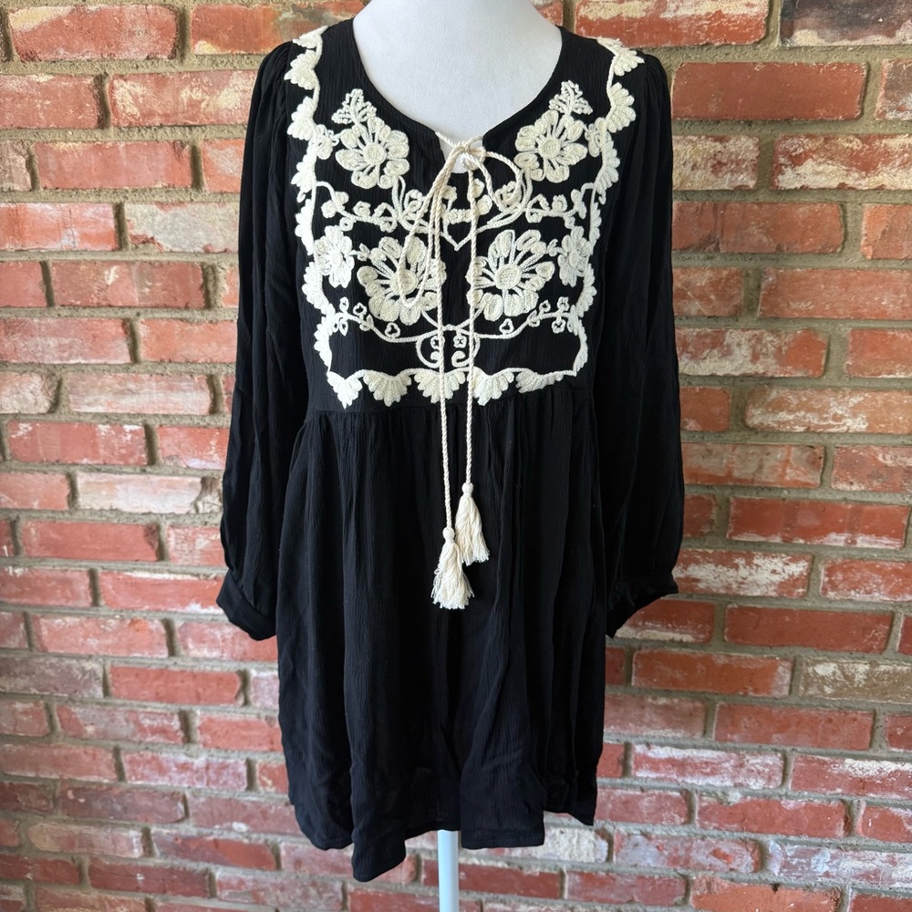 Embroidered Black and Cream Women's dress